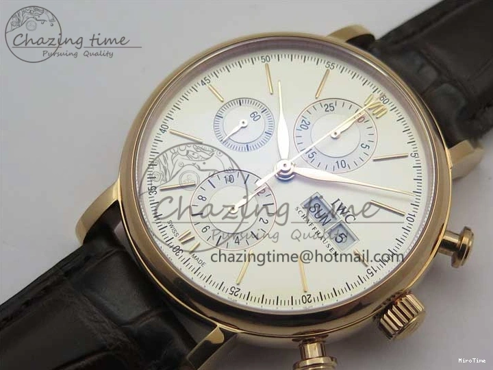 MIROTIME 0411 Efficient Portofino Chrono RG ZF 1:1 Best Edition White Dial on Brown Leather Strap A 7151